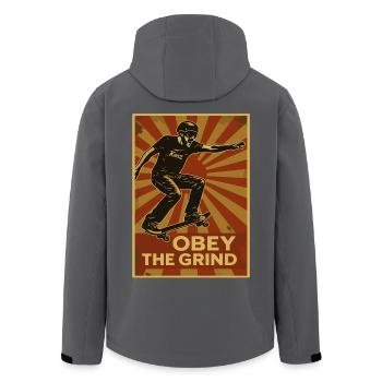 Skater Poster Retro – Gehorche dem Grind - Recycelte Männer Softshell-Jacke von Stanley/Stella - Anthrazit - Hinten - AI Model Male 185 light (185cm)
