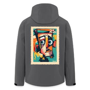 Kubistischer Kopf – Briefmarke der Verwirrung - Recycelte Männer Softshell-Jacke von Stanley/Stella - Anthrazit - Hinten - AI Model Male 185 light (185cm)