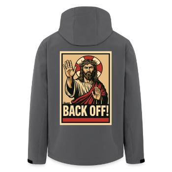 Jesus sagt Stopp und Abstand halten - Recycelte Männer Softshell-Jacke von Stanley/Stella - Anthrazit - Hinten - AI Model Male 185 light (185cm)