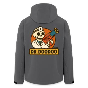 Lustiger Skelett Arzt mit Doodoo Kanone - Recycelte Männer Softshell-Jacke von Stanley/Stella - Anthrazit - Hinten - AI Model Male 185 light (185cm)