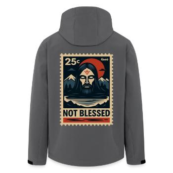 Dunkles Kunstmotiv mit nicht Jesus und Bergen - Recycelte Männer Softshell-Jacke von Stanley/Stella - Anthrazit - Hinten - AI Model Male 185 light (185cm)