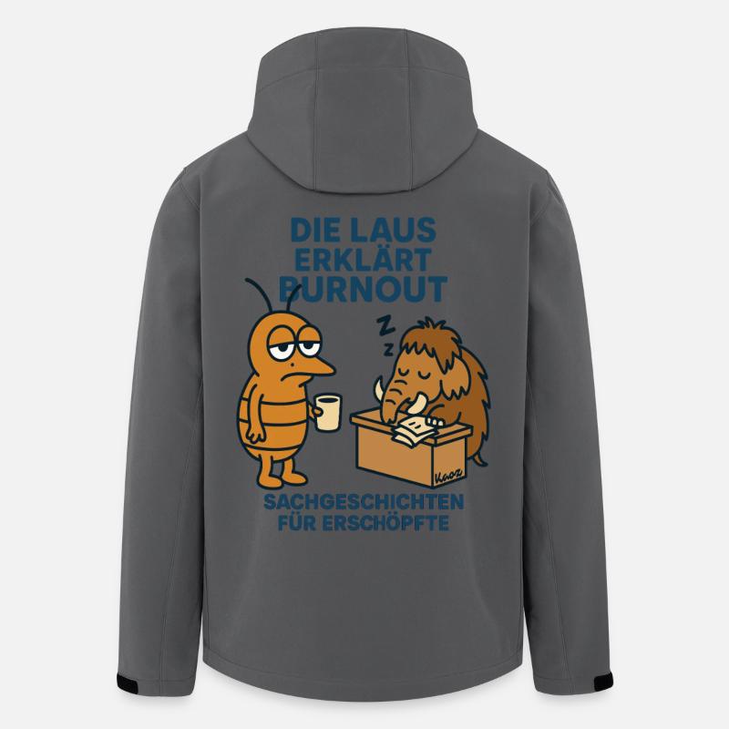 Lustige Laus mit dem Mammut erklärt Burnout - Recycelte Männer Softshell-Jacke von Stanley/Stella - Anthrazit