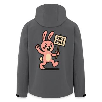 Lustiger Hase mit Schild Kinder regieren - Recycelte Männer Softshell-Jacke von Stanley/Stella - Anthrazit - Hinten - AI Model Male 185 light (185cm)