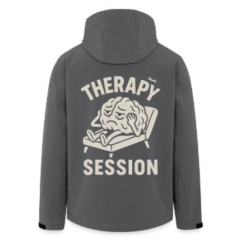 Gehirn mit Kopfschmerzen in Therapie Sitzung - Recycelte Männer Softshell-Jacke von Stanley/Stella - Anthrazit - Hinten - AI Model Male 185 light (185cm)