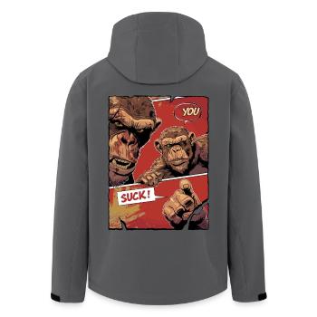 Wütende Affen mit Comic Spruch Du nervst - Recycelte Männer Softshell-Jacke von Stanley/Stella - Anthrazit - Hinten - AI Model Male 185 light (185cm)