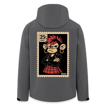 Punk Affe Mädchen im Briefmarken Look - Recycelte Männer Softshell-Jacke von Stanley/Stella - Anthrazit - Hinten - AI Model Male 185 light (185cm)
