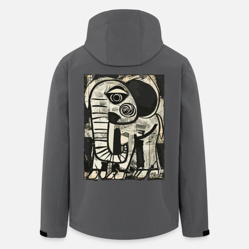 Abstrakter Elefant in Schwarz-Weiß - Recycelte Männer Softshell-Jacke von Stanley/Stella - Anthrazit