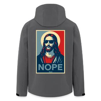 Jesus-Mann mit Heiligenschein und Sonnenbrille - Recycelte Männer Softshell-Jacke von Stanley/Stella - Anthrazit - Hinten - AI Model Male 185 light (185cm)