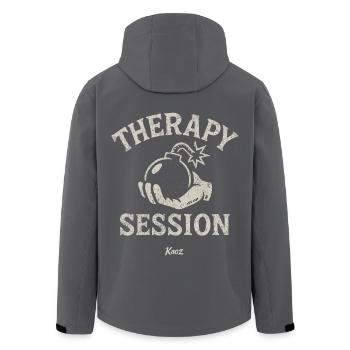 Hand hält Therapie Sitzung Bombe - Recycelte Männer Softshell-Jacke von Stanley/Stella - Anthrazit - Hinten - AI Model Male 185 light (185cm)
