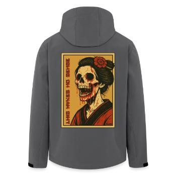 Das macht keinen Sinn: Skelett Geisha mit Kimono - Recycelte Männer Softshell-Jacke von Stanley/Stella - Anthrazit - Hinten - AI Model Male 185 light (185cm)