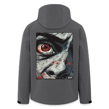Intensives Auge im Comicstil - Recycelte Männer Softshell-Jacke von Stanley/Stella - Anthrazit - Hinten - AI Model Male 185 light (185cm)