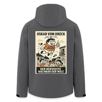 Fliegender nerviger Nachbar im Wohnviertel - Recycelte Männer Softshell-Jacke von Stanley/Stella - Anthrazit - Hinten - AI Model Male 185 light (185cm)