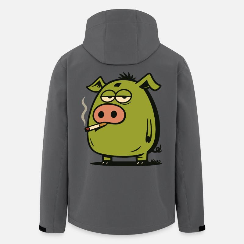 Grünes Comic Schwein - Recycelte Männer Softshell-Jacke von Stanley/Stella - Anthrazit