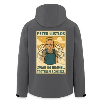 Peter Lustlos Engel mit Latzhose im Himmel - Recycelte Männer Softshell-Jacke von Stanley/Stella - Anthrazit - Hinten - AI Model Male 185 light (185cm)