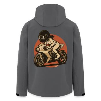 Motorradfahrerin auf Sportbike im Comicstil - Recycelte Männer Softshell-Jacke von Stanley/Stella - Anthrazit - Hinten - AI Model Male 185 light (185cm)