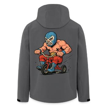 Wrestler mit Maske auf Dreirad - Recycelte Männer Softshell-Jacke von Stanley/Stella - Anthrazit - Hinten - AI Model Male 185 light (185cm)