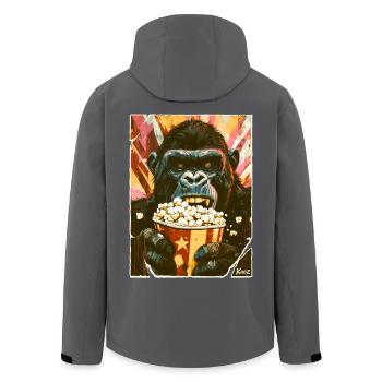 Gorilla mit Popcorn - Recycelte Männer Softshell-Jacke von Stanley/Stella - Anthrazit - Hinten - AI Model Male 185 light (185cm)