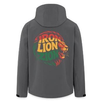 Löwenkopf mit „Eiserner Löwe Zion“ in Rasta-Farben - Recycelte Männer Softshell-Jacke von Stanley/Stella - Anthrazit - Hinten - AI Model Male 185 light (185cm)