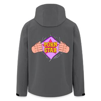 Lustiger Pornostar-Superheld, der ungezogenen Humor reißt - Recycelte Männer Softshell-Jacke von Stanley/Stella - Anthrazit - Hinten - AI Model Male 185 light (185cm)