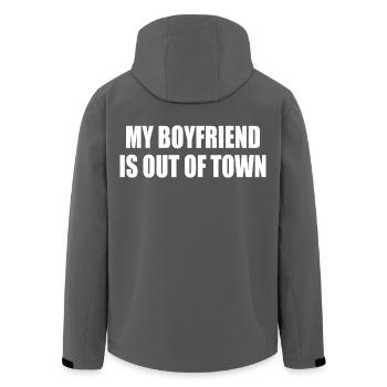 my boyfriend if out of town - Recycelte Männer Softshell-Jacke von Stanley/Stella - Anthrazit - Hinten - AI Model Male 185 light (185cm)
