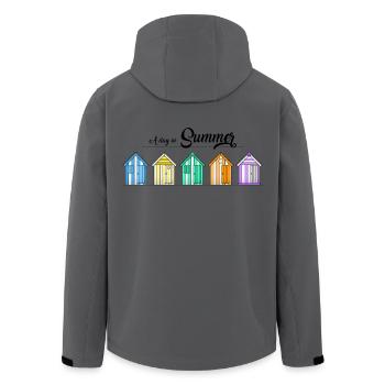 Beach huts - Men’s Recycled Softshell Jacket by Stanley/Stella - anthracite - Back - AI Model Male 185 light (185cm)