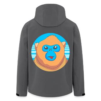 Stupsnasenaffe Affe Schimpanse - Recycelte Männer Softshell-Jacke von Stanley/Stella - Anthrazit - Hinten - AI Model Male 185 light (185cm)