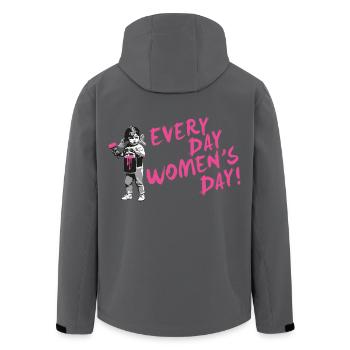 JEDEN TAG FRAUENTAG – Internationaler Frauentag - Recycelte Männer Softshell-Jacke von Stanley/Stella - Anthrazit - Hinten - AI Model Male 185 light (185cm)
