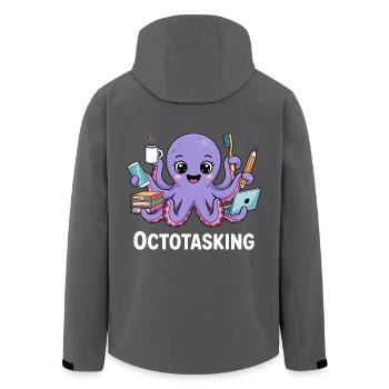 Octotasking Krake im Multitasking Modus - Recycelte Männer Softshell-Jacke von Stanley/Stella - Anthrazit - Hinten - AI Model Male 185 light (185cm)