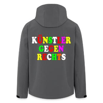 Künstler gegen rechts - Recycelte Männer Softshell-Jacke von Stanley/Stella - Anthrazit - Hinten - AI Model Male 185 light (185cm)