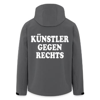 Künstler gegen rechts - Recycelte Männer Softshell-Jacke von Stanley/Stella - Anthrazit - Hinten - AI Model Male 185 light (185cm)