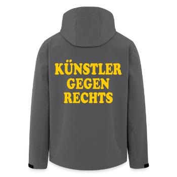 Künstler gegen rechts - Recycelte Männer Softshell-Jacke von Stanley/Stella - Anthrazit - Hinten - AI Model Male 185 light (185cm)
