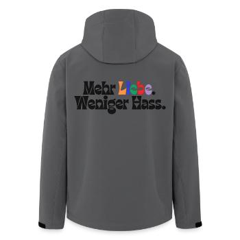 Mehr Liebe Weniger Hass outfit csd  Demokratie Fan - Recycelte Männer Softshell-Jacke von Stanley/Stella - Anthrazit - Hinten - AI Model Male 185 light (185cm)