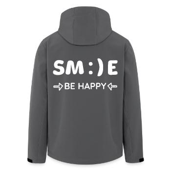 SMILE - BE HAPPY - Mentale Gesundheit - Optimismus - Recycelte Männer Softshell-Jacke von Stanley/Stella - Anthrazit - Hinten - AI Model Male 185 light (185cm)