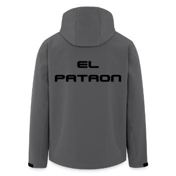 El Patron Lettering – Stylischer Spruch - Recycelte Männer Softshell-Jacke von Stanley/Stella - Anthrazit - Hinten - AI Model Male 185 light (185cm)