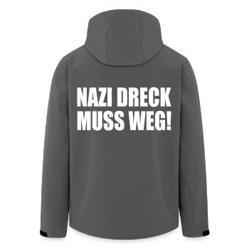 Nazis dreck muss weg - Recycelte Männer Softshell-Jacke von Stanley/Stella - Anthrazit - Hinten - AI Model Male 185 light (185cm)