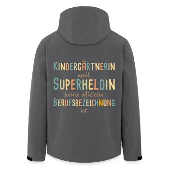 Kindergärtnerin Superheldin Kindergarten - Recycelte Männer Softshell-Jacke von Stanley/Stella - Anthrazit - Hinten - AI Model Male 185 light (185cm)