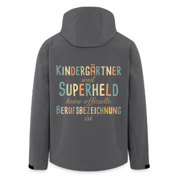 Kindergärtner Superheld Kindergarten - Recycelte Männer Softshell-Jacke von Stanley/Stella - Anthrazit - Hinten - AI Model Male 185 light (185cm)