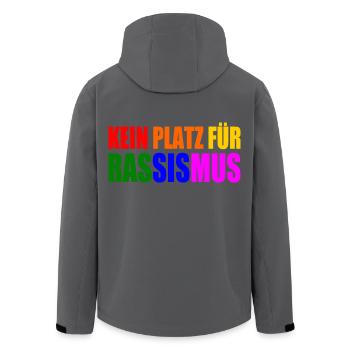 kein platz für rassismus - Recycelte Männer Softshell-Jacke von Stanley/Stella - Anthrazit - Hinten - AI Model Male 185 light (185cm)