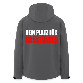 kein platz für rassismus - Recycelte Männer Softshell-Jacke von Stanley/Stella - Anthrazit - Hinten - AI Model Male 185 light (185cm)