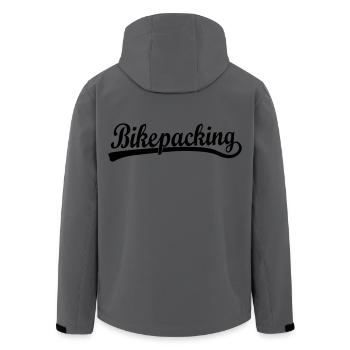 Bikepacking Schriftzug Logo - Recycelte Männer Softshell-Jacke von Stanley/Stella - Anthrazit - Hinten - AI Model Male 185 light (185cm)