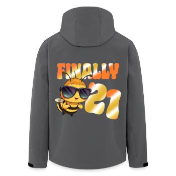 Endlich 21 Geburtstag Biene mit Sonnenbrille cool - Recycelte Männer Softshell-Jacke von Stanley/Stella - Anthrazit - Hinten - AI Model Male 185 light (185cm)