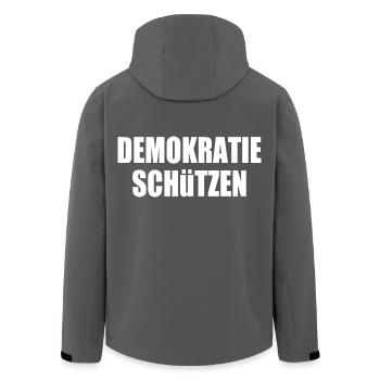 demokratie schützen - Recycelte Männer Softshell-Jacke von Stanley/Stella - Anthrazit - Hinten - AI Model Male 185 light (185cm)