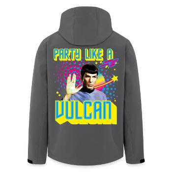 Star Trek Geburtstags-Design Party Like A Vulcan - Recycelte Männer Softshell-Jacke von Stanley/Stella - Anthrazit - Hinten - AI Model Male 185 light (185cm)
