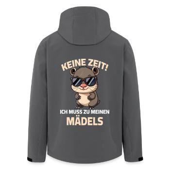 Hamster - Keine Zeit ich muss zu meinen Mädels - Recycelte Männer Softshell-Jacke von Stanley/Stella - Anthrazit - Hinten - AI Model Male 185 light (185cm)