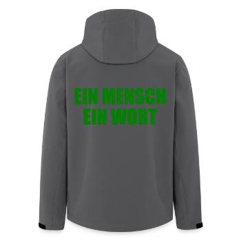ein mensch ein wort - Recycelte Männer Softshell-Jacke von Stanley/Stella - Anthrazit - Hinten - AI Model Male 185 light (185cm)