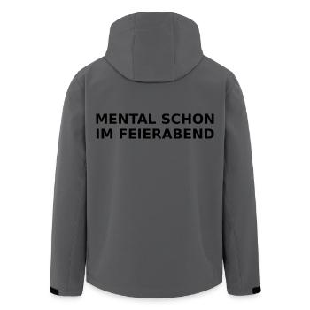Mental schon im Feierabend – Ironischer Spruch - Recycelte Männer Softshell-Jacke von Stanley/Stella - Anthrazit - Hinten - AI Model Male 185 light (185cm)