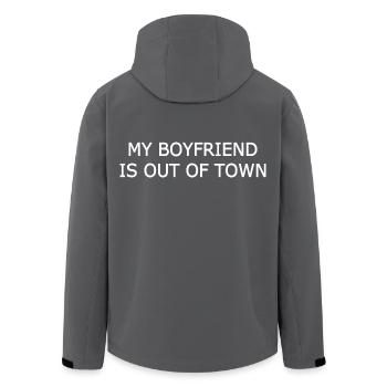 my boyfriend if out of town - Recycelte Männer Softshell-Jacke von Stanley/Stella - Anthrazit - Hinten - AI Model Male 185 light (185cm)