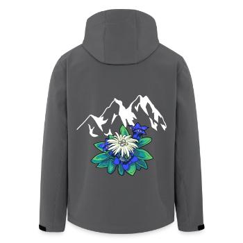 Gebirge Berge Tirol Edelweiß Enzian Natur Wandern - Recycelte Männer Softshell-Jacke von Stanley/Stella - Anthrazit - Hinten - AI Model Male 185 light (185cm)