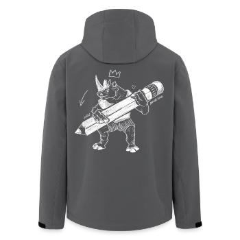 Royal Rhino – Kreativer König mit Stift - Recycelte Männer Softshell-Jacke von Stanley/Stella - Anthrazit - Hinten - AI Model Male 185 light (185cm)