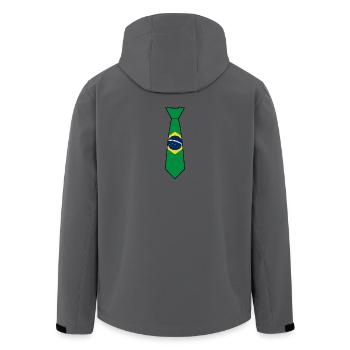 Brazil Tie – Flag Design - Men’s Recycled Softshell Jacket by Stanley/Stella - anthracite - Back - AI Model Male 185 light (185cm)